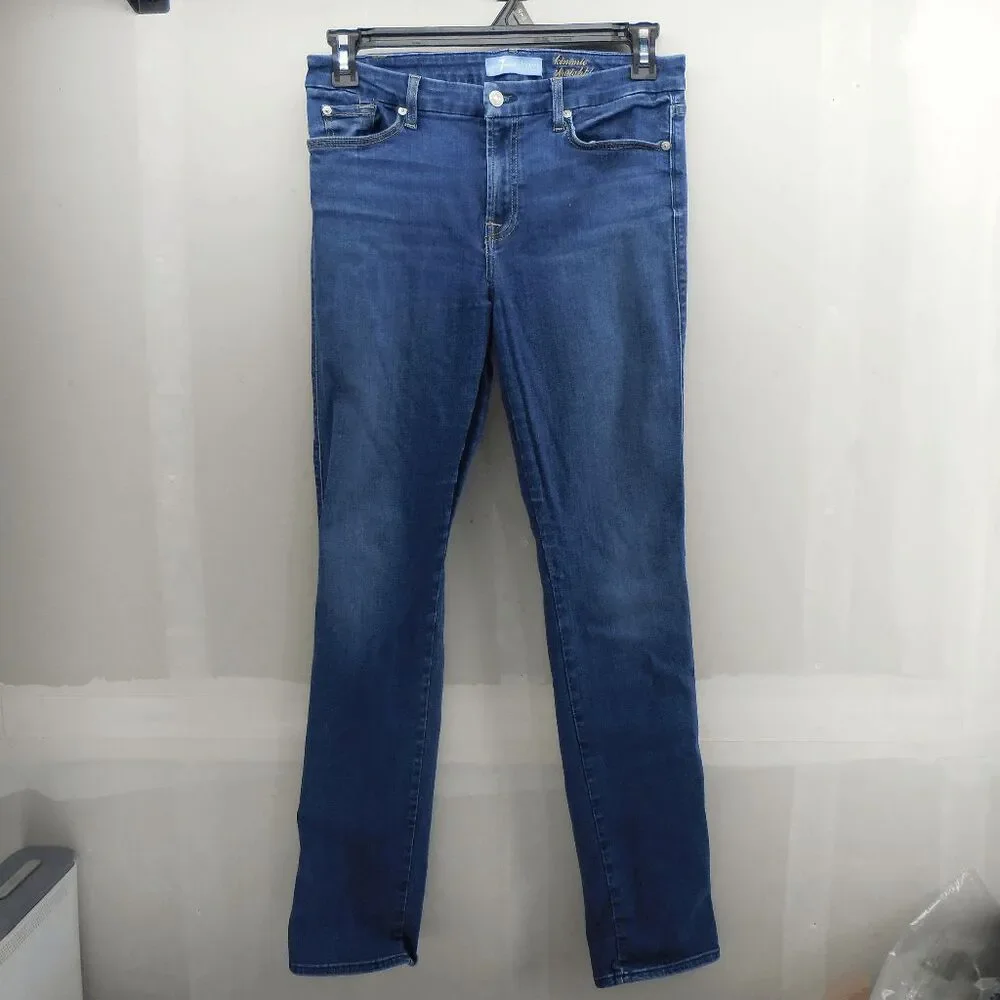 7 For All Mankind Kimmie Straight Leg Jeans Women's Size 32 Dark Wash Denim - Picture 6 of 10